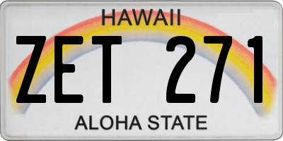 HI license plate ZET271