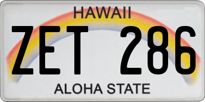 HI license plate ZET286