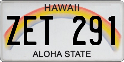 HI license plate ZET291