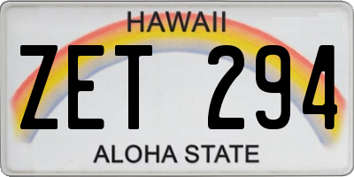 HI license plate ZET294