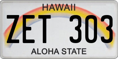HI license plate ZET303