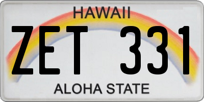HI license plate ZET331