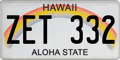 HI license plate ZET332