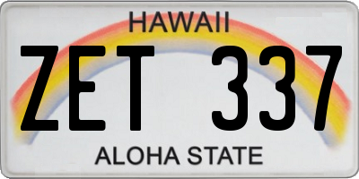 HI license plate ZET337