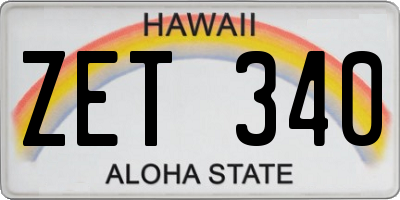 HI license plate ZET340