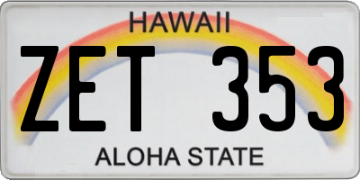 HI license plate ZET353