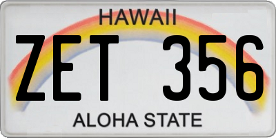 HI license plate ZET356