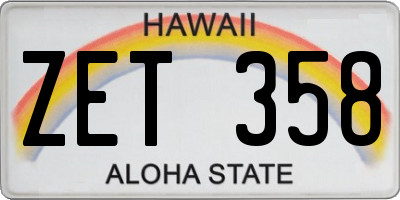 HI license plate ZET358