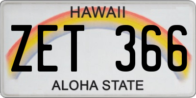 HI license plate ZET366