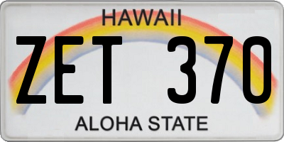HI license plate ZET370