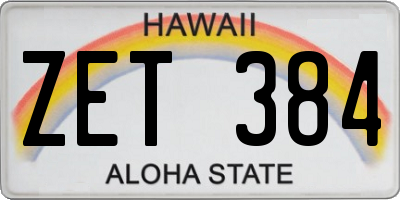 HI license plate ZET384
