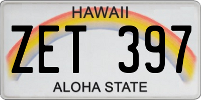 HI license plate ZET397