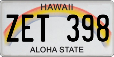 HI license plate ZET398