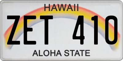 HI license plate ZET410