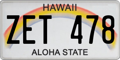 HI license plate ZET478
