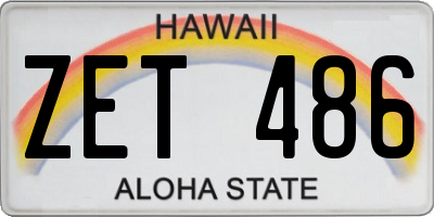 HI license plate ZET486
