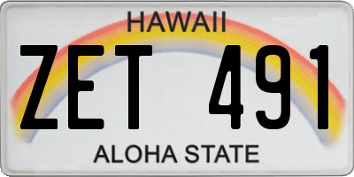 HI license plate ZET491
