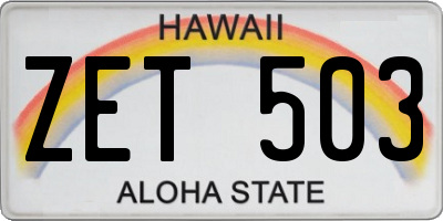 HI license plate ZET503