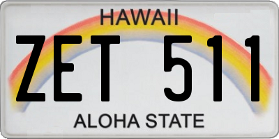 HI license plate ZET511