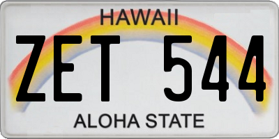 HI license plate ZET544