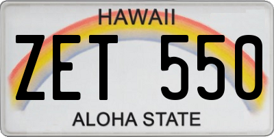 HI license plate ZET550