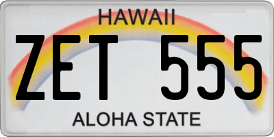 HI license plate ZET555