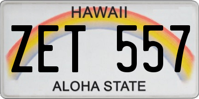 HI license plate ZET557