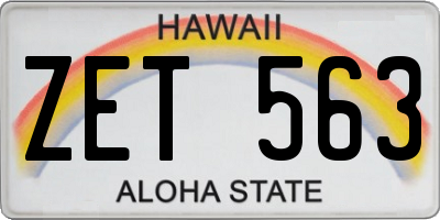 HI license plate ZET563