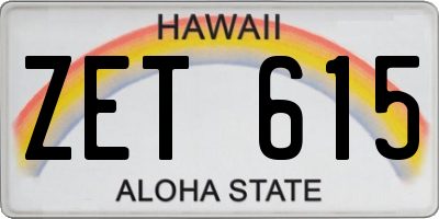 HI license plate ZET615