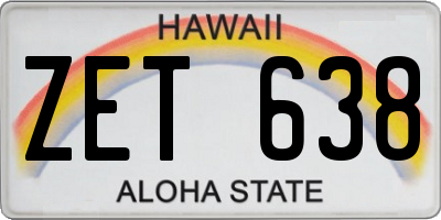 HI license plate ZET638