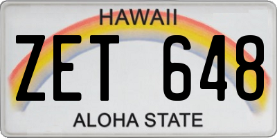 HI license plate ZET648