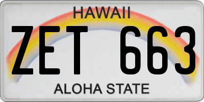 HI license plate ZET663