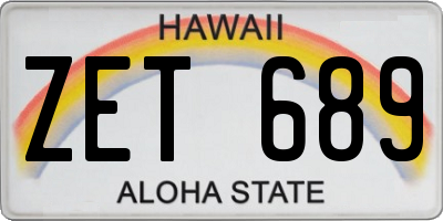 HI license plate ZET689