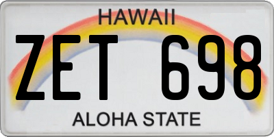 HI license plate ZET698