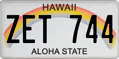 HI license plate ZET744