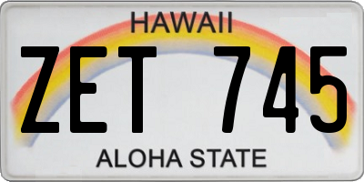 HI license plate ZET745