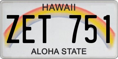 HI license plate ZET751