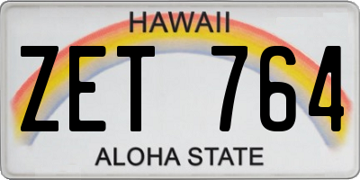 HI license plate ZET764