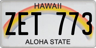 HI license plate ZET773