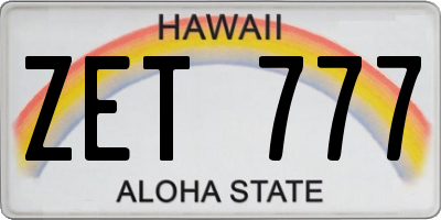 HI license plate ZET777