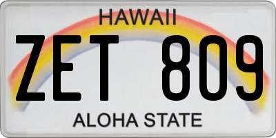 HI license plate ZET809