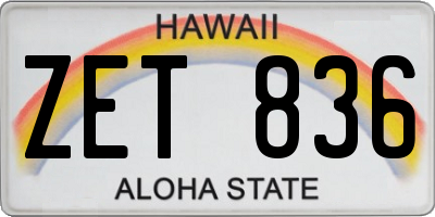HI license plate ZET836