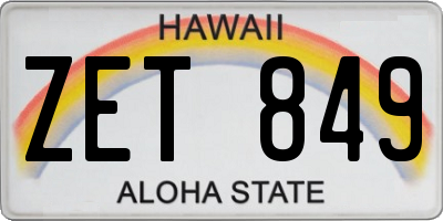 HI license plate ZET849