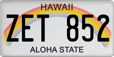 HI license plate ZET852