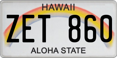 HI license plate ZET860