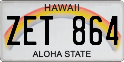 HI license plate ZET864