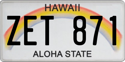 HI license plate ZET871