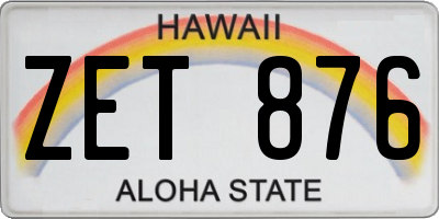 HI license plate ZET876