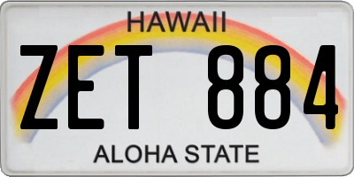 HI license plate ZET884