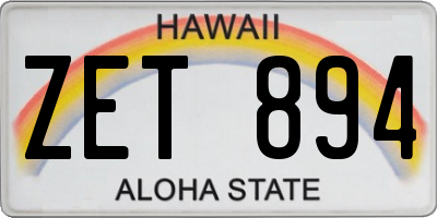 HI license plate ZET894